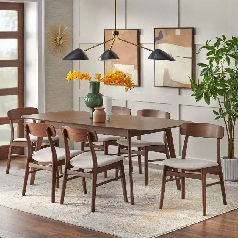 Buylateral Set di 2 sedie da pranzo in legno di gomma massiccio Wave