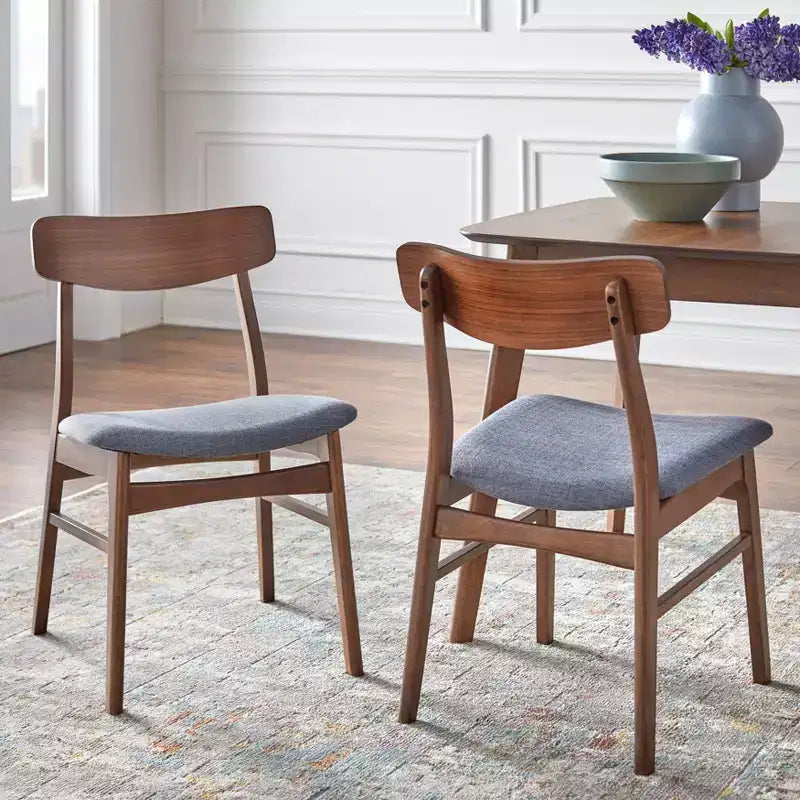 Buylateral Set di 2 sedie da pranzo in legno di gomma massiccio Wave