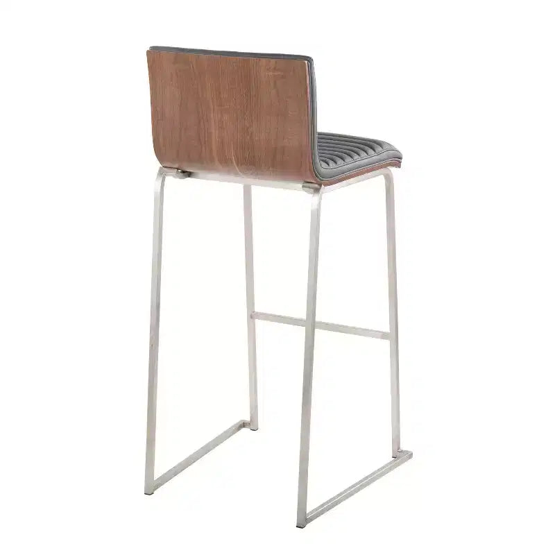 LumiSource Set di 2 sgabelli da bar Mason Mara da 30" Acciaio Inox Noce Pelle Sintetica