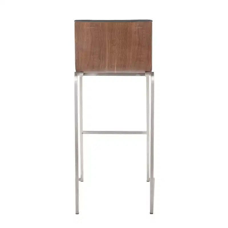 LumiSource Set di 2 sgabelli da bar Mason Mara da 30" Acciaio Inox Noce Pelle Sintetica