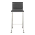 LumiSource Set di 2 sgabelli da bar Mason Mara da 30" Acciaio Inox Noce Pelle Sintetica