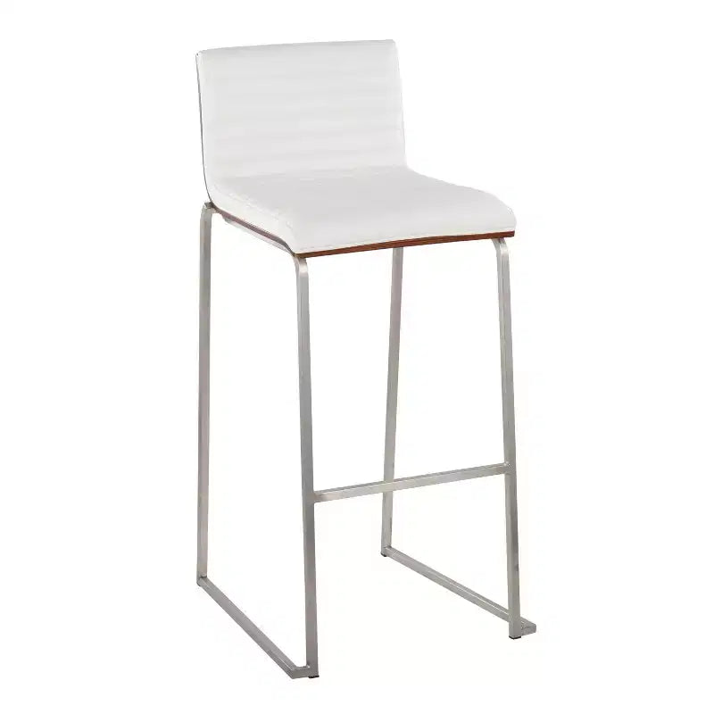 LumiSource Set di 2 sgabelli da bar Mason Mara da 30" Acciaio Inox Noce Pelle Sintetica