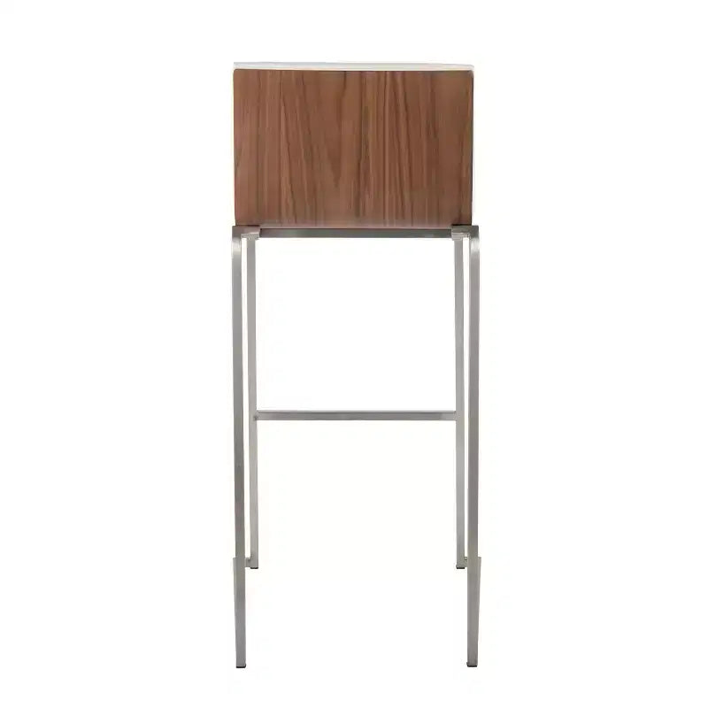 LumiSource Set di 2 sgabelli da bar Mason Mara da 30" Acciaio Inox Noce Pelle Sintetica