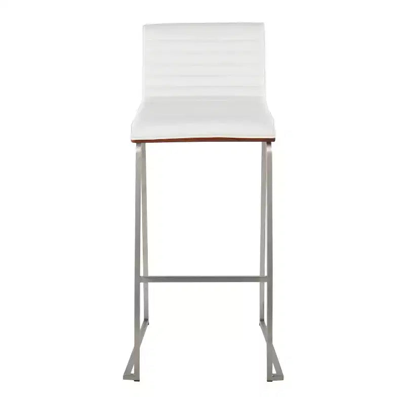 LumiSource Set di 2 sgabelli da bar Mason Mara da 30" Acciaio Inox Noce Pelle Sintetica