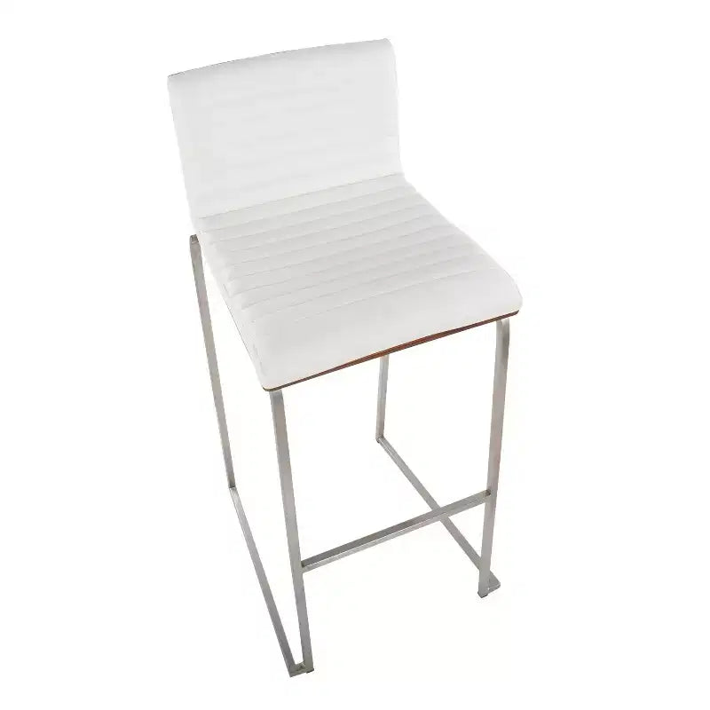LumiSource Set di 2 sgabelli da bar Mason Mara da 30" Acciaio Inox Noce Pelle Sintetica