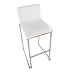 LumiSource Set di 2 sgabelli da bar Mason Mara da 30" Acciaio Inox Noce Pelle Sintetica
