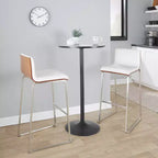 LumiSource Set di 2 sgabelli da bar Mason Mara da 30" Acciaio Inox Noce Pelle Sintetica