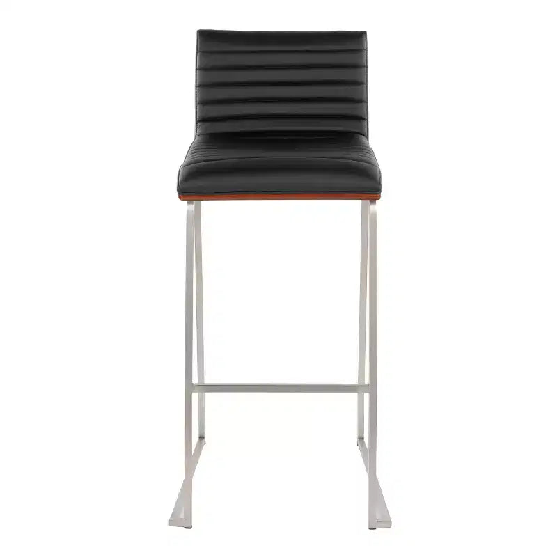 LumiSource Set di 2 sgabelli da bar Mason Mara da 30" Acciaio Inox Noce Pelle Sintetica