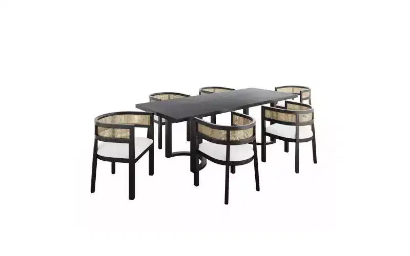 Set da pranzo Christopher Knight Home Avery 7 pezzi imbottito in canna e legno di gomma