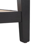 Tavolino da Caffè Quadrato in Vetro con Cornice in Legno di Olmo e Ripiano Rivestito in Lino – 40Lx40Px17A